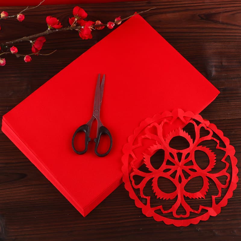 A4 Perennial Red Raw Xuan Paper Special Paper for Paper-cutting Window Flower Paper Children Engraving Paper Single-sided Bright Red Gold-sprinkled Calligraphy