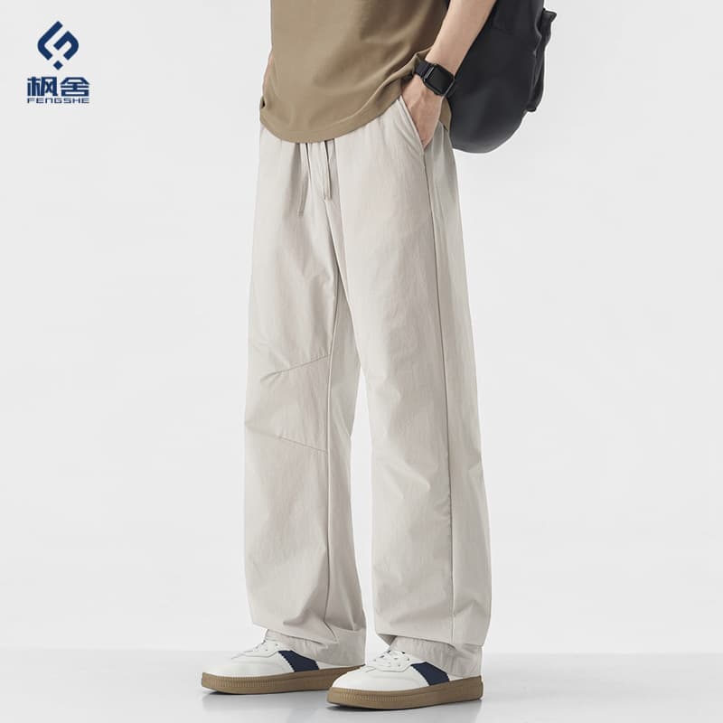 Fengshe Men's Clothing / Spring and Summer New Loose Straight-Leg 3D Tailored Casual Pants Men's American Retro Japanese Vintage Long Pants