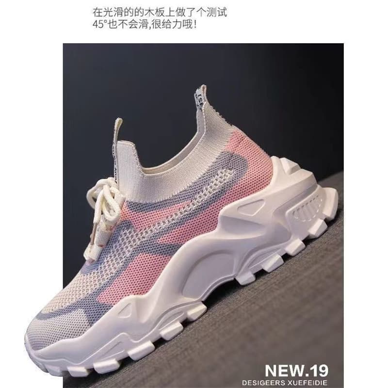Cross-border New Spring Women's Flywoven Breathable Sneakers, Simple and Comfortable Thick-Soled Casual Shoes, One Generation of Hair