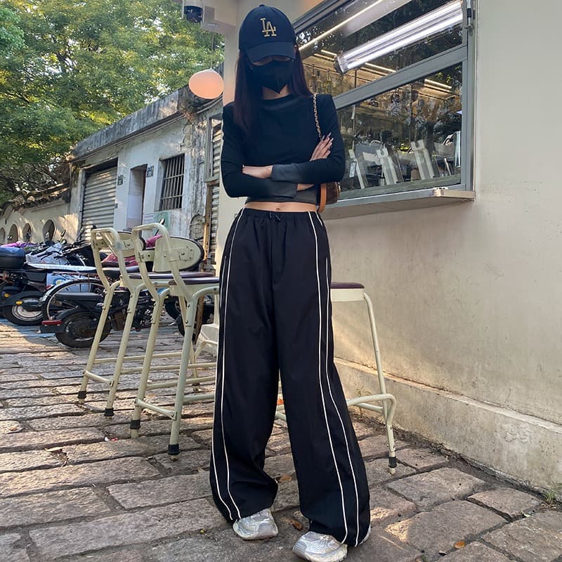 Teen Plus Size Wide Leg Pants Men's Summer Thin Drape Ice Silk Pants Couple Loose Quick Dry Sports Sweatpants