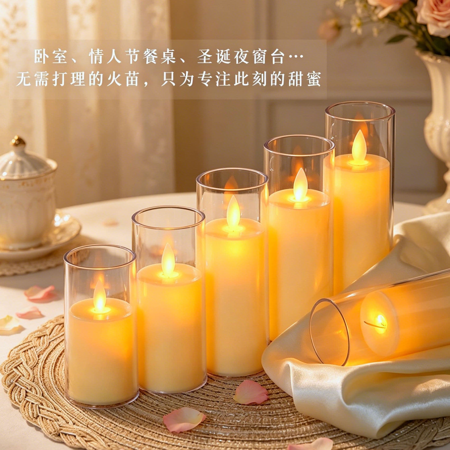 LED electronic candle light simulation glass cup wax wedding birthday restaurant Christmas home decoration atmosphere candle