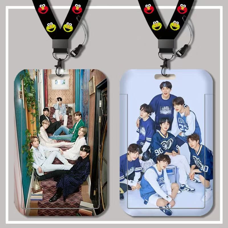 BTS21 BTS Student ID Card Holder Campus Card School Badge Bus Pass Storage Lanyard Hard Shell.