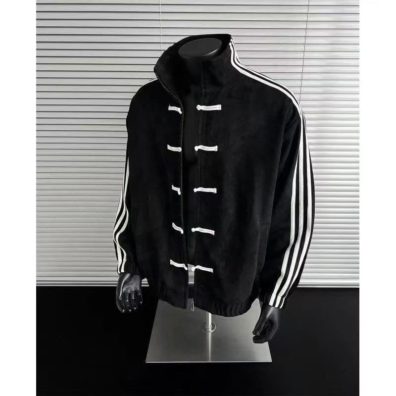 Chinese-style buckle spring sports coat design niche retro fashion national trend Tang suit loose stand-collar jacket