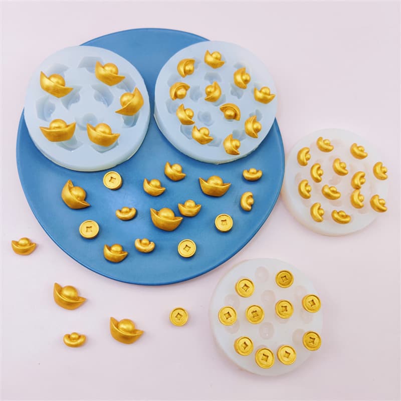 DIY Yuanbao Copper Coin Baking Silicone Mold Fondant Chocolate Cake Decoration Mold Epoxy Resin Wax Seal Mold