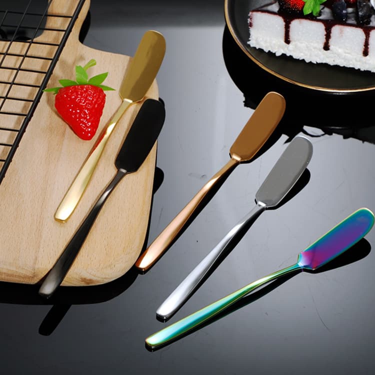 304 Stainless Steel Butter Knife Korean Style Long Handle Jam Butter Spreader Cream Piping Knife Factory Wholesale