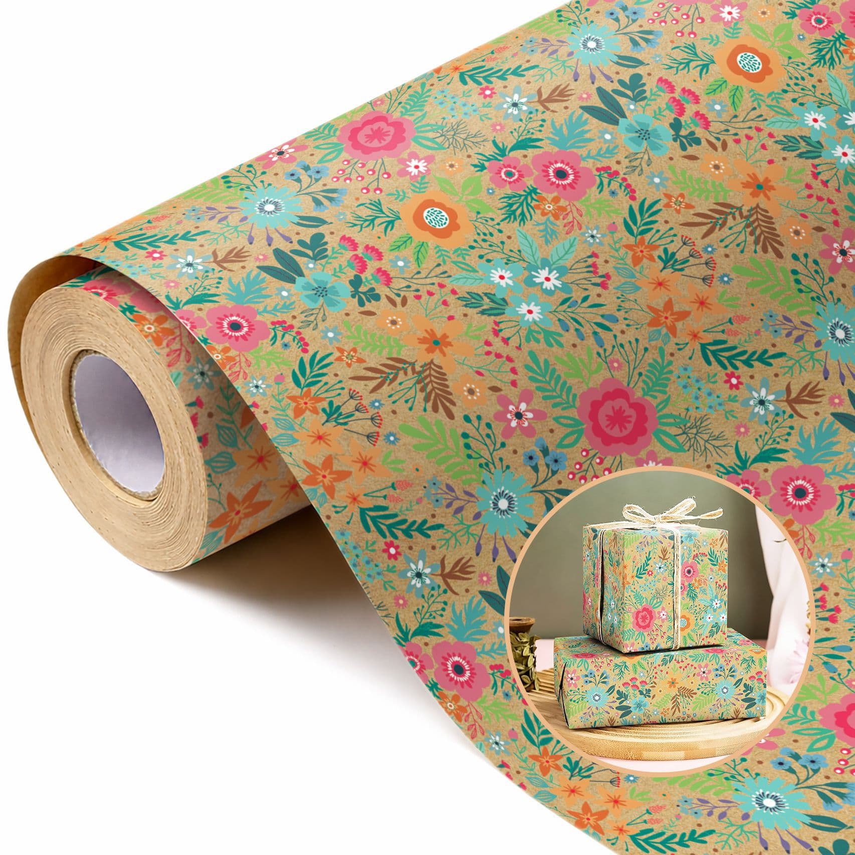 Cross-border Large Floral Gift Wrapping Paper Roll Amazon Kids Birthday Gift Wrap DIY Packing Paper