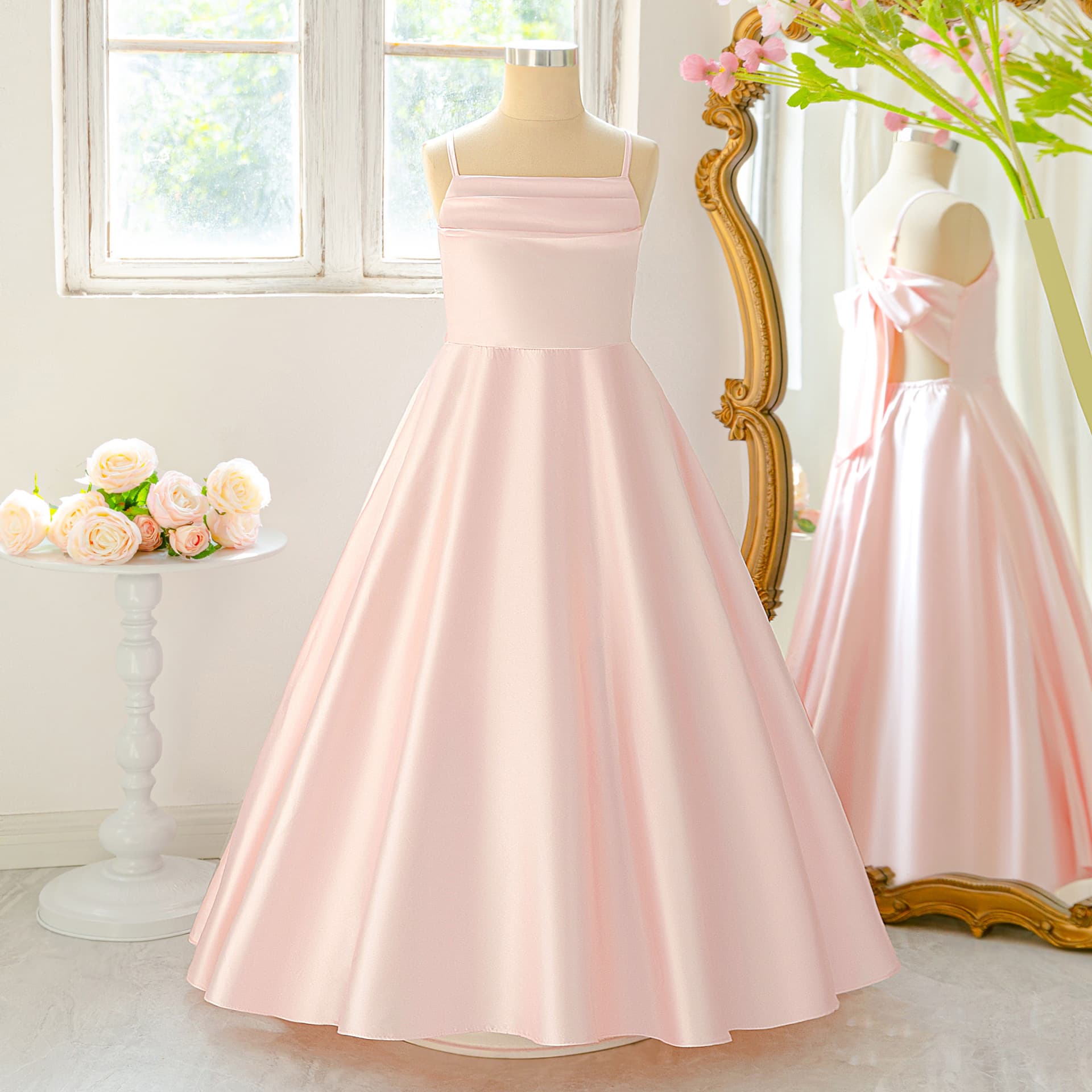 Lace Girls Wedding Dress Piano Long Performance Gown for Guzheng Cello Recital Birthday Princess Dress