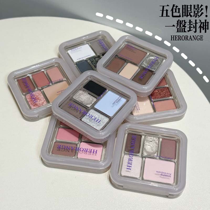 HERORANGE~Soft Colorful Eye Shadow Palette Matte Pearlescent Delicate Color Development Low Saturation Atmosphere Five-Color Eyeshadow