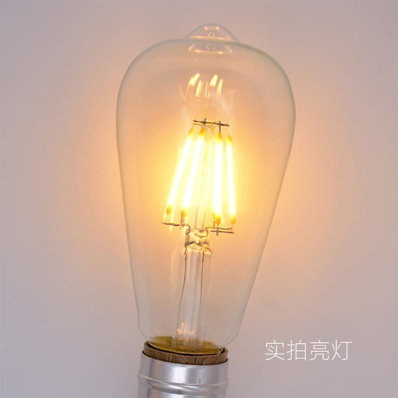 ST64 LED Bulb E27 E26 Screw Base 4W/6W/8W 2700K Warm Yellow Filament Bulb