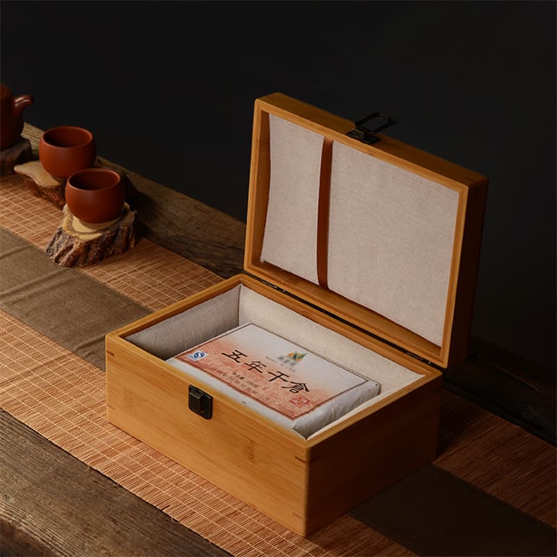 Bamboo Soft Box with Clasp, Wooden Jewelry Box, Tea Set Packaging Box for One Teapot and Two Cups, Gift Packaging Box for Purple Clay Teapot and Porcelain