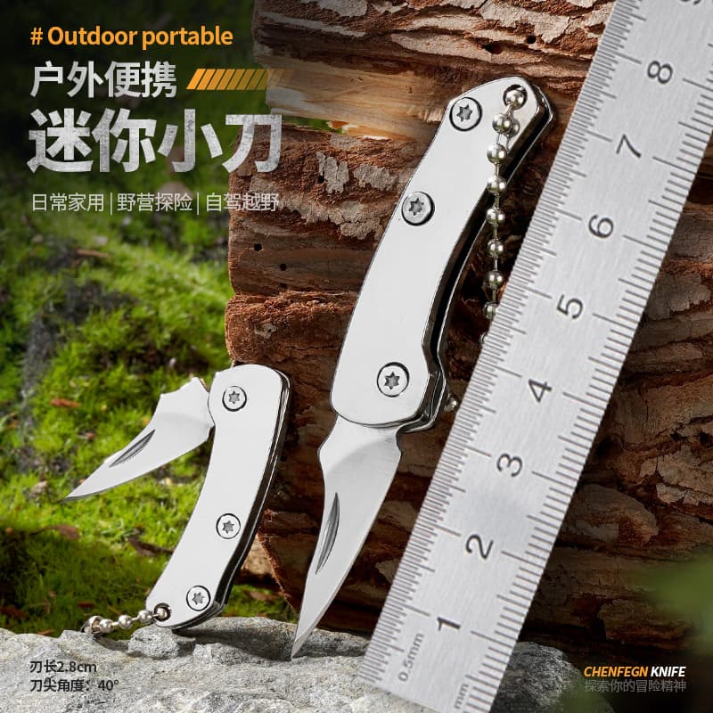 Folding Knife Stainless Steel Pocket Knife Lockless Small Mini Portable Tool for Opening Packages and Cutting Fruit Cross-Border Hot Sale