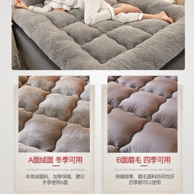 Wholesale Lamb Fleece Mattress, Thick Warm Soft Cushion for Student Dormitory Single/Double Size, Foldable Soft Bed Mattress Topper