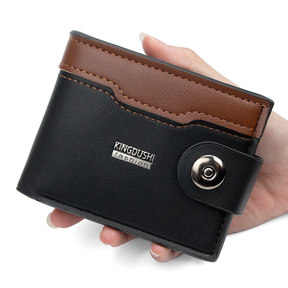 Men's Slim Short Wallet, Large Capacity Multi-Card Slot, Trendy Soft Leather Billfold for Cross-Border Trade