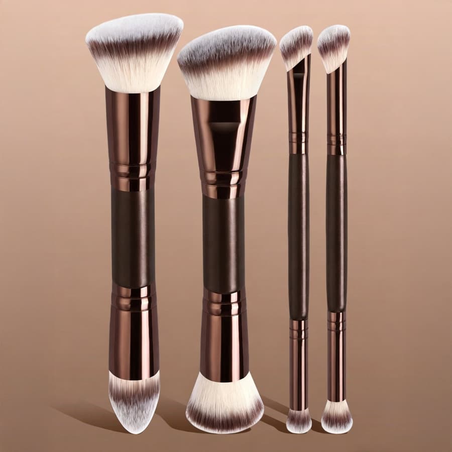 4 makeup brush set, including foundation, loose powder, blush, concealer, eyeliner, and eyebrow pencil