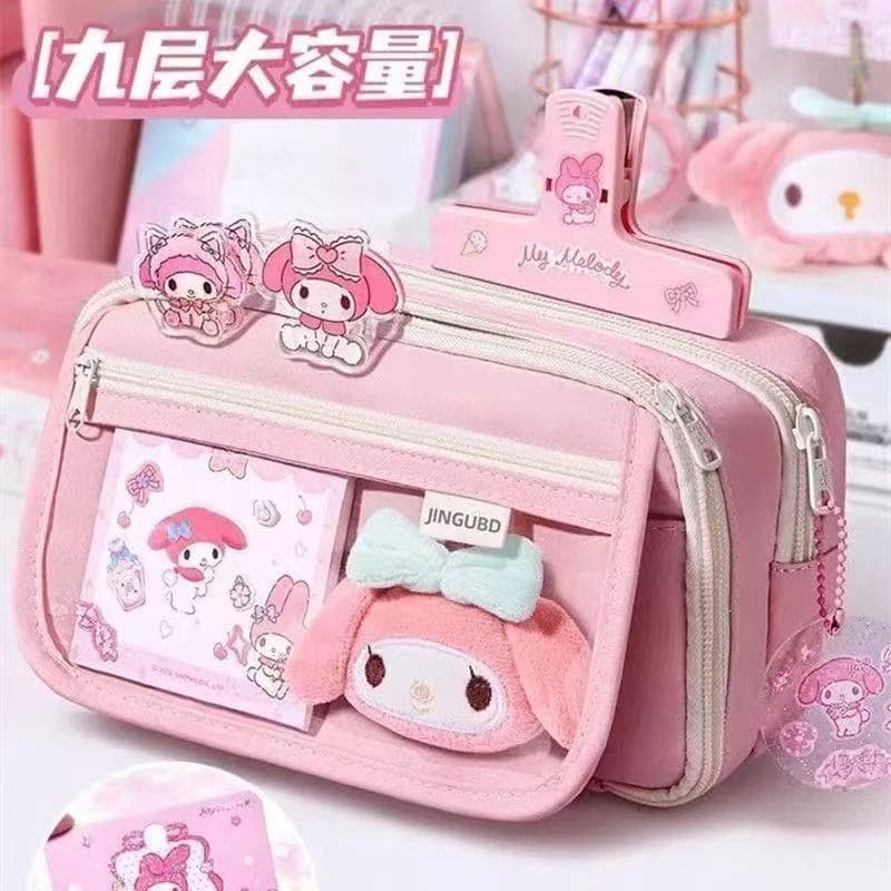 Kuromi Pencil Case Large Capacity for Elementary School Girls, High Appearance Transparent Pencil Box, Ita Bag Stationery Pouch