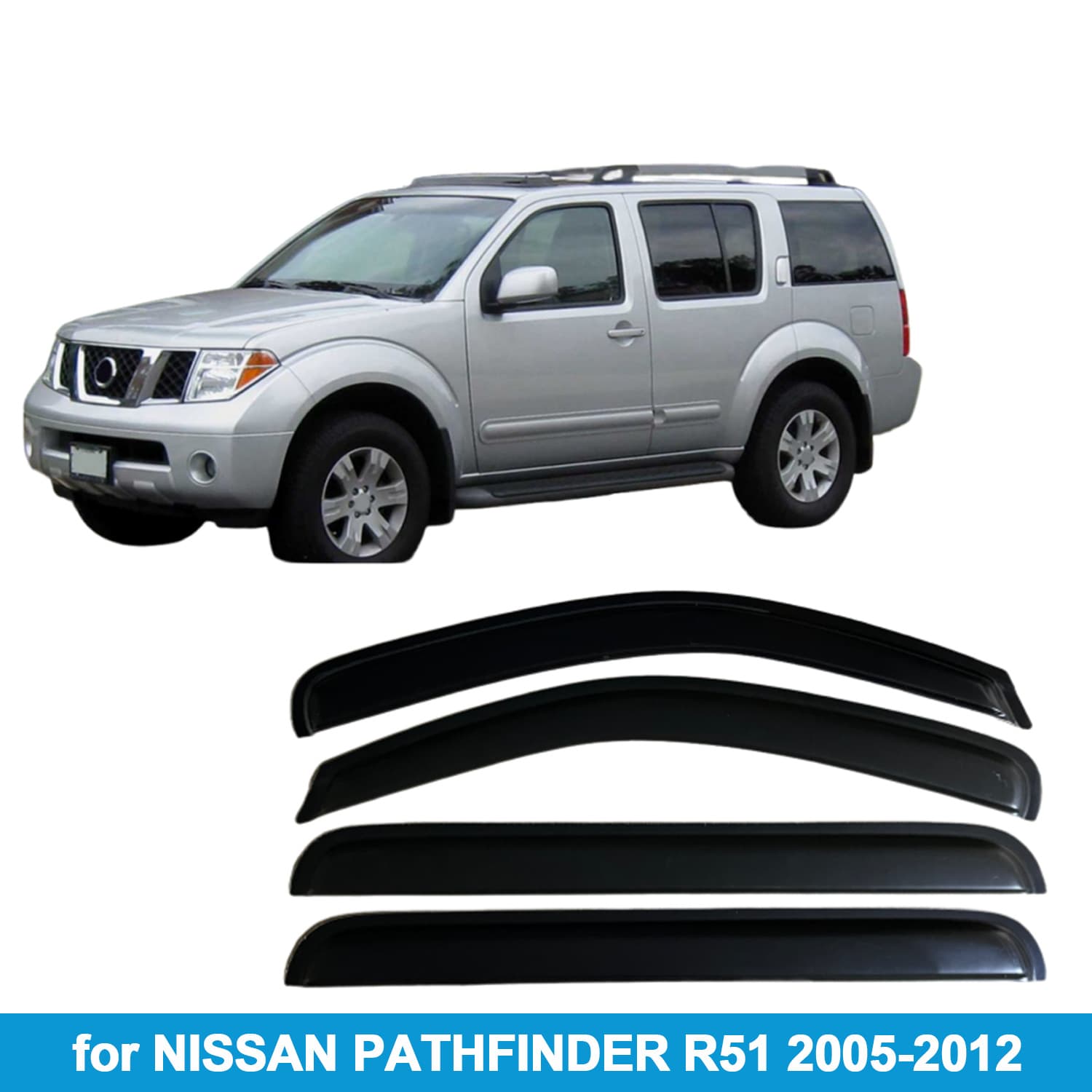 Compatible with Nissan Pathfinder R51 2005-2012 Rain Guards Side Window Deflectors Visors