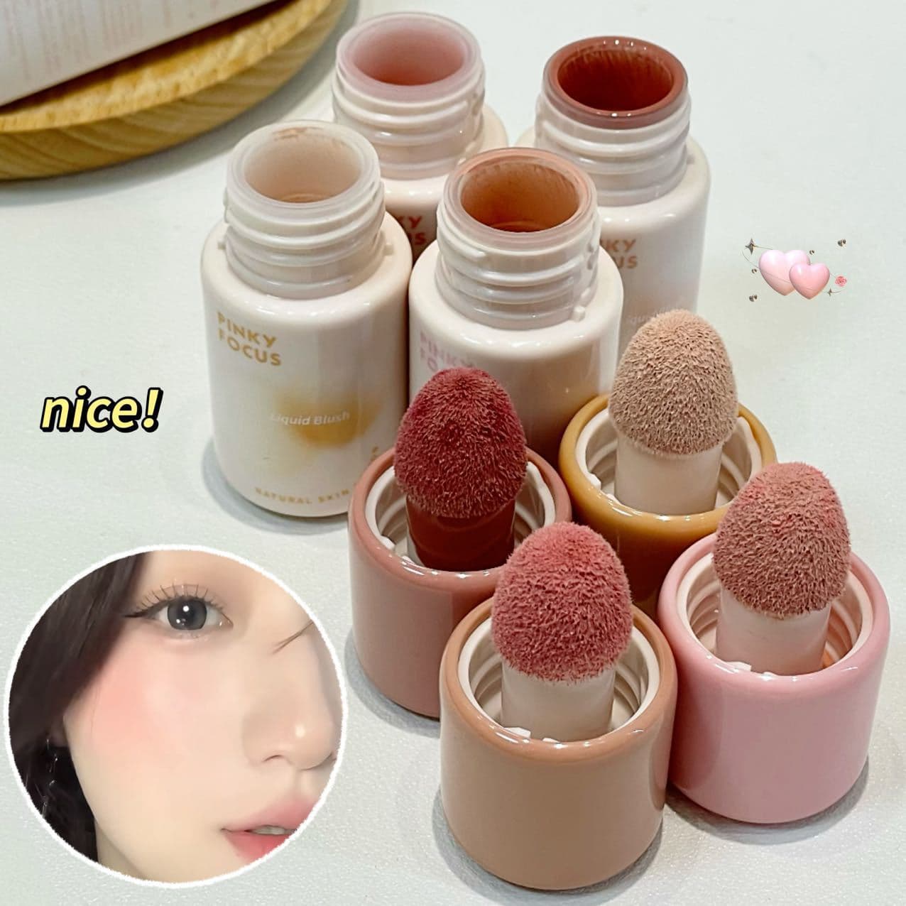pinkyfocus mellow color throbbing liquid blush natural pure desire expansion and contraction color matte highlight brightening rouge