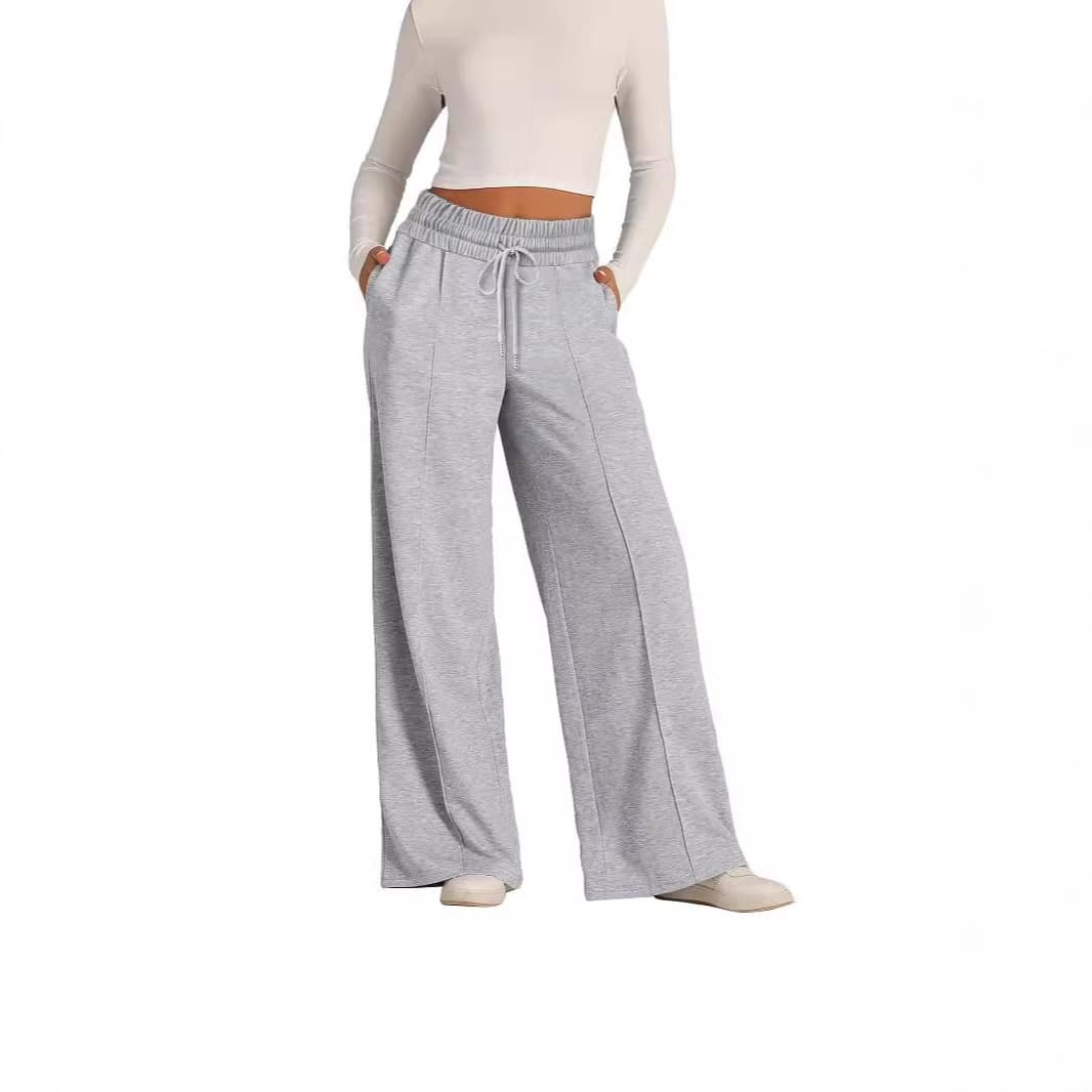 Cross-border AliExpress Amazon High Waist Wide Leg Sweatpants with Center Seam Casual Jogger Pants for Women