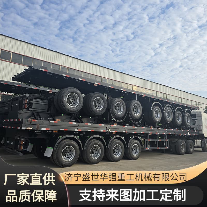 3-Axis Flatbed Semi-Trailer, Convertible Semi-Trailer, Coal Transport Container Truck, Pull-Out Lowbed Trailer for Sale