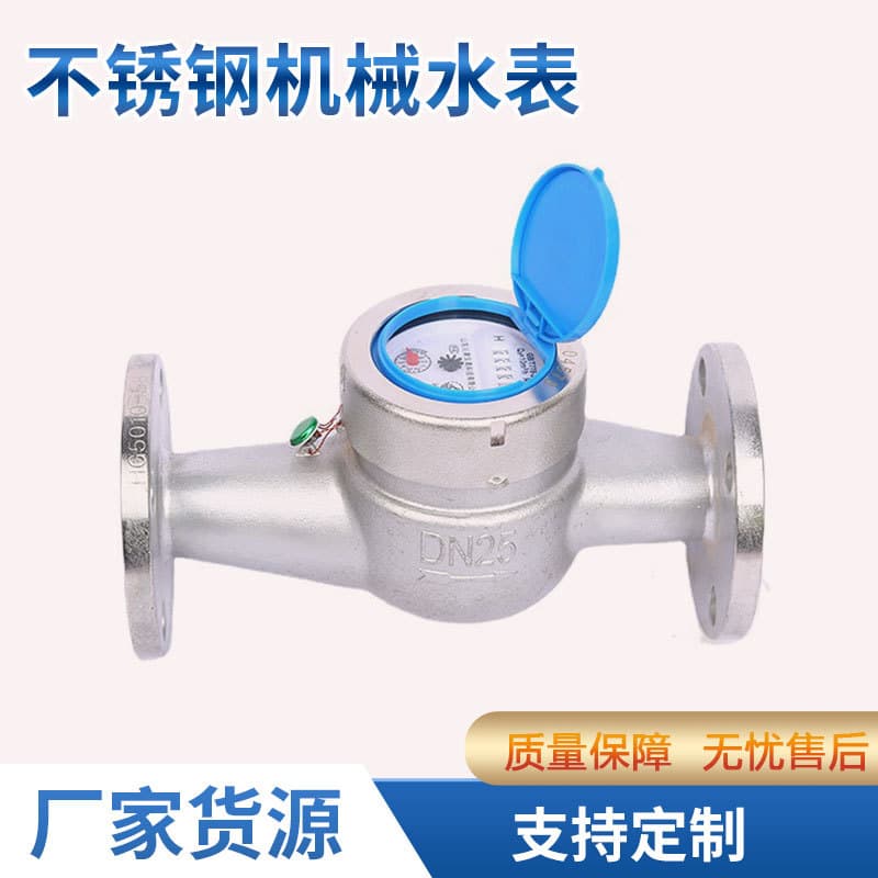 Custom-made rotary mechanical water meter, 304 stainless steel mechanical water meter, stainless steel casing, household cold water meter.