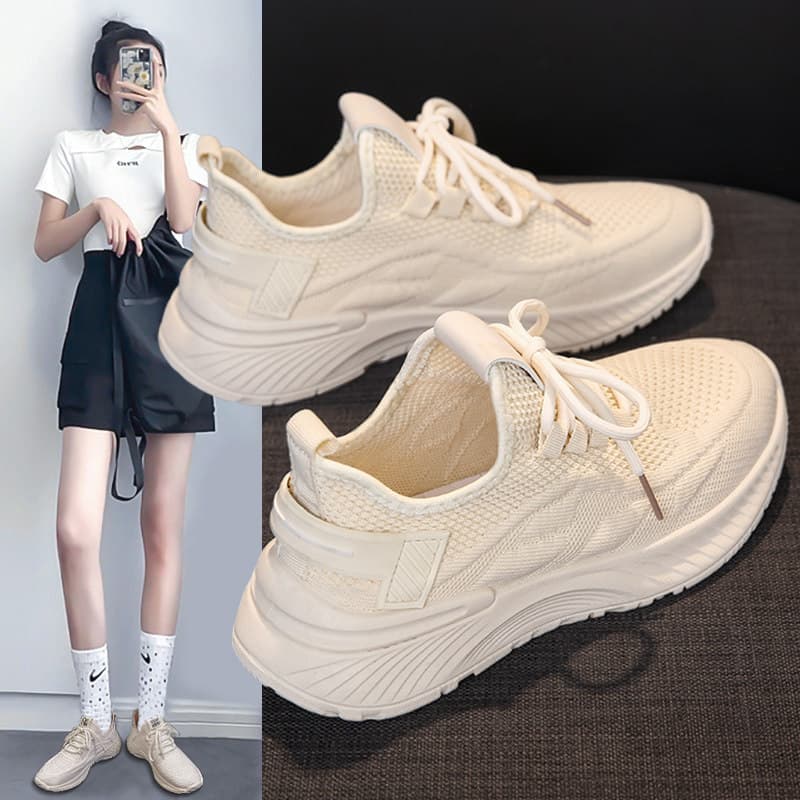Coconut Sneakers Women 2026 New Spring Summer Flyknit Mesh Breathable Casual Soft Sole Gym Running Shoes