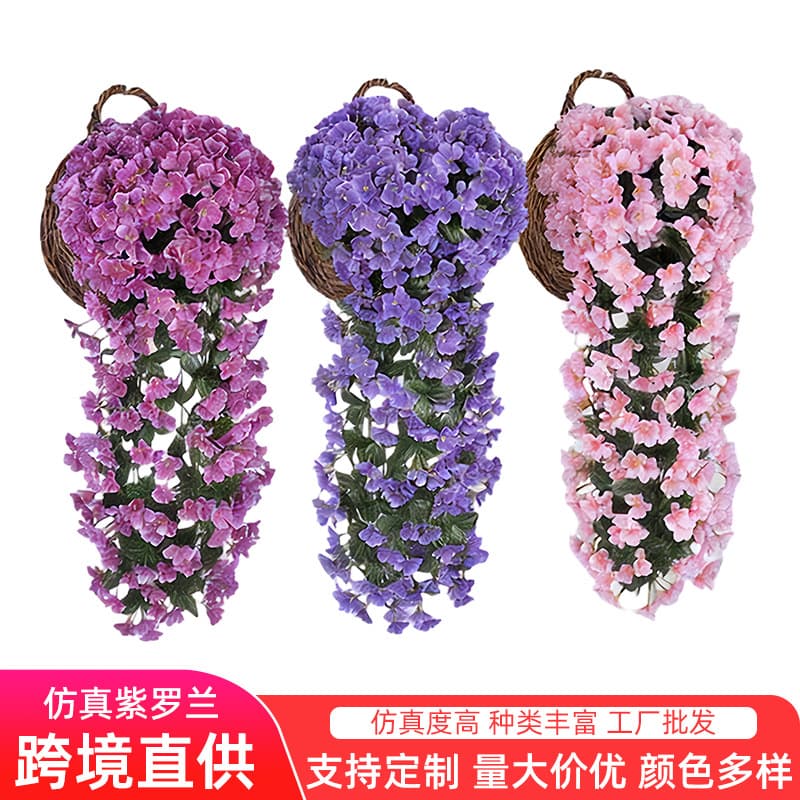 Artificial Violet Wall-Hanging Hanging Flowers, Large Hydrangea Fake Flowers, Plastic Flowers, Silk Flowers, Flower Vines, Balcony Wedding Decorations