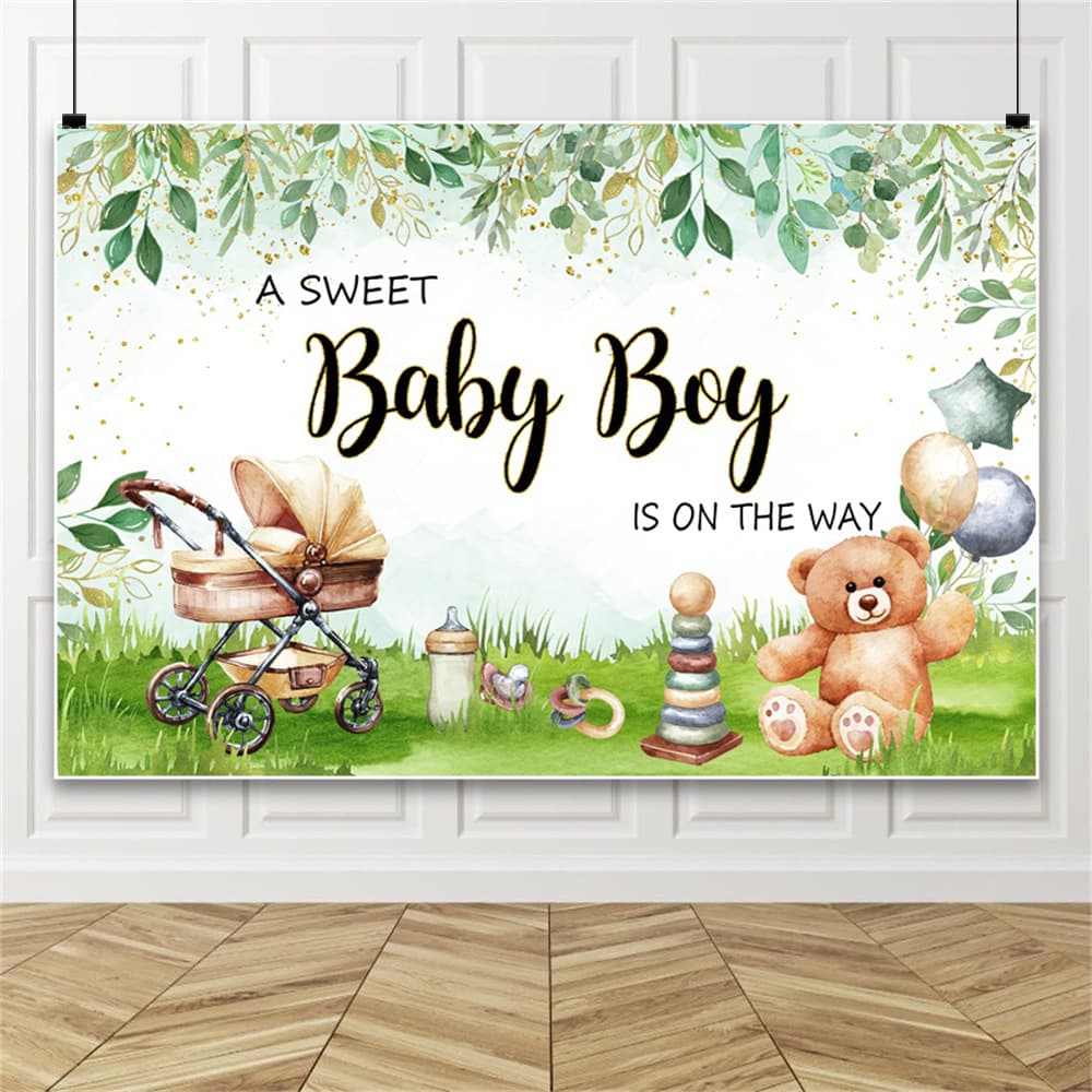 Green Leaf Bear BABY Infant Party Decoration New Export Photography Backdrop Fabric