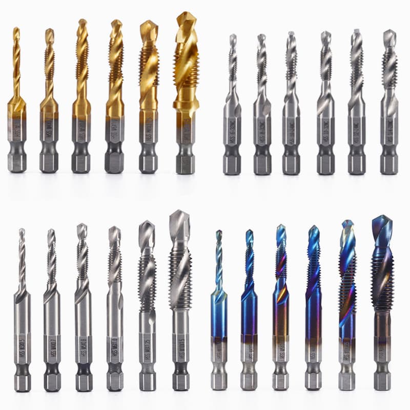 High-Speed Steel Hex Shank Three-in-One Combined Tap, Drill Tap Countersink Integrated Spiral Machine Tapping, Spiral Tap
