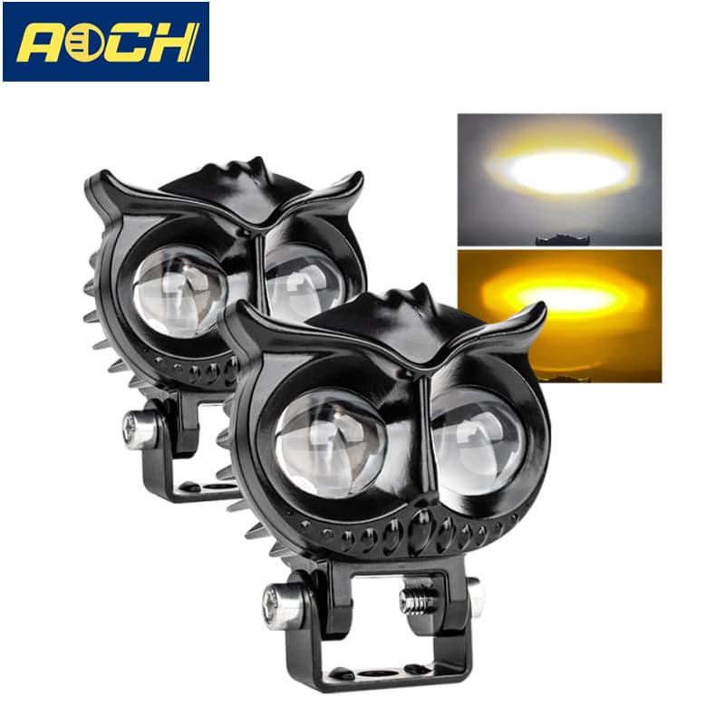 LED motorcycle light OWL cat head design motorcycle mini fog light 20W electric vehicle headlight auxiliary spotlight