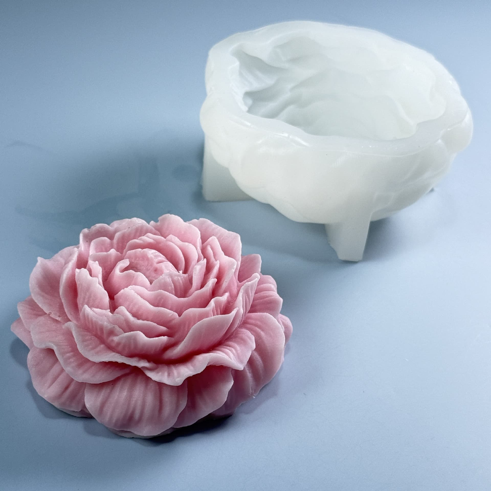 3D Peony Flower Scented Candle Mold Food Grade Small Hibiscus Flower Candle Plaster Silicone Mold