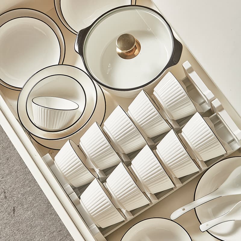 Vertical Stripe Non-Slip Simple and Luxurious Household Ceramic Tableware Set Bowls Plates Soup Bowls Fish Plates Free Combination Gift Set