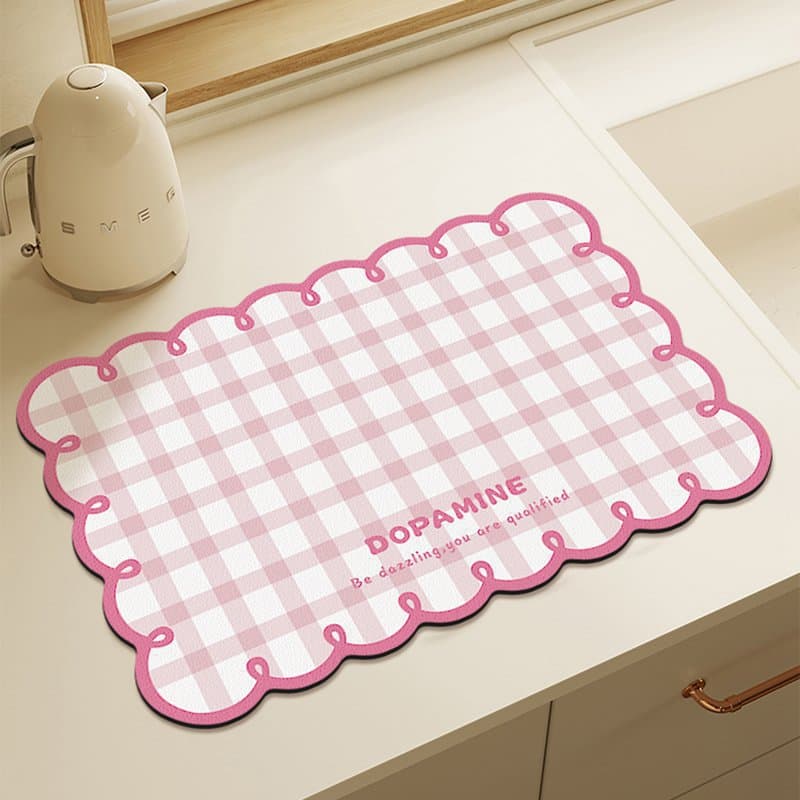 Korean ins small fresh and cute water-absorbent non-slip kitchen countertop mat drain mat restaurant stain-resistant easy-to-clean table mat