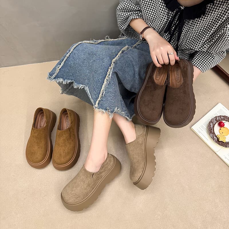 Birkenstock Shoes Women 2026 New Spring Heightening Small Size Slip-resistant Loafer Thick Sole Two-way Wear Flat Shoes
