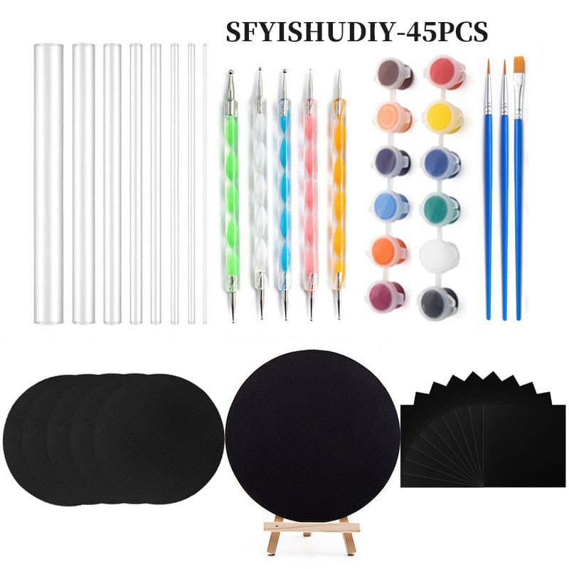 Cross-border mandala tool 45-piece set drawing board cardboard easel acrylic paint hook pen acrylic stick