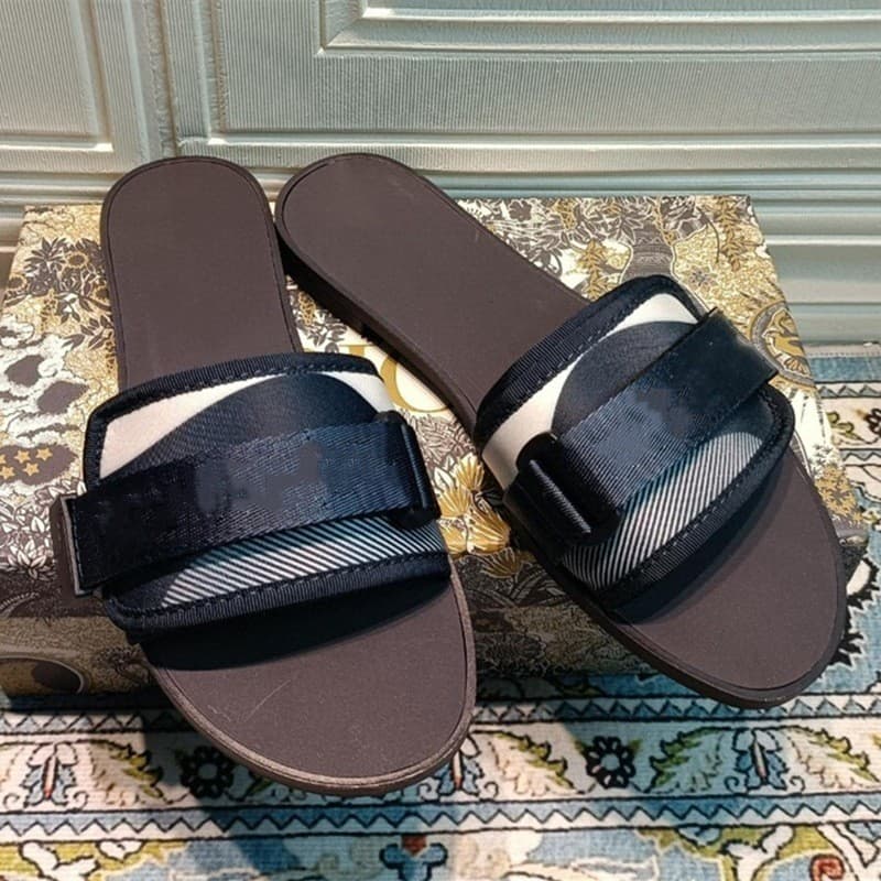 D Brand Cross-Border Summer New Style Presbyopic Denim Outer Waterproof Sandals with Embroidery and Velcro Flat Slippers for Women