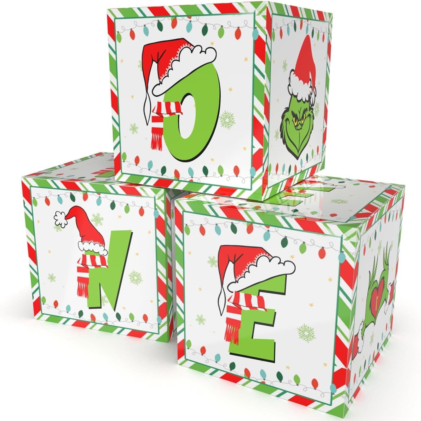 3-Piece Christmas Themed Party Paper Balloon Boxes, Christmas Holiday Party Backdrop Decoration Boxes
