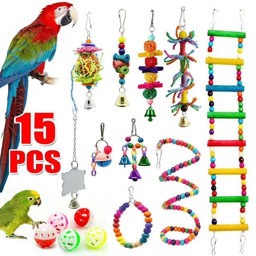 Parrot toys, bird toys, 15-piece ladder swing set, Amazon cross-border toy set, bird supplies