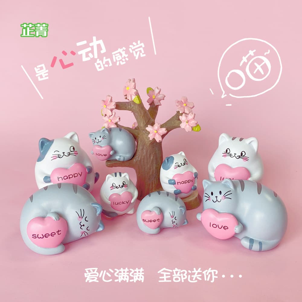 Miniature Landscape Cat Car Ornament Creative Cake Baking Decoration Valentine's Day Gift Resin Craft