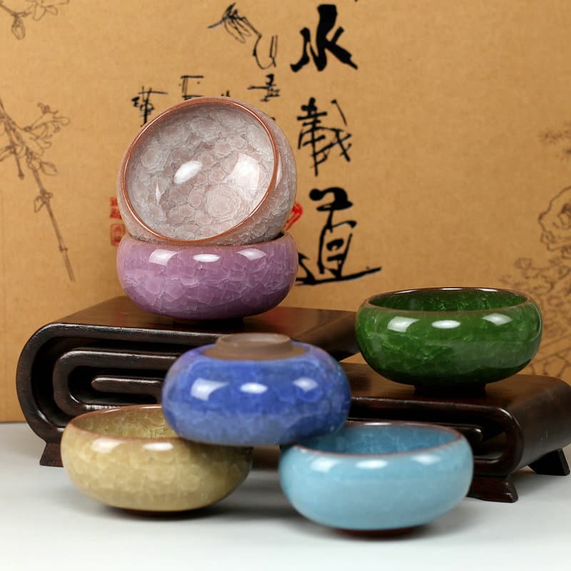 6.5cm Crackle Glaze Host Cup, New Crackle Glaze Anti-Scald Dragon Egg Tasting Cup, Gongfu Tea Set Ice Flower Cup