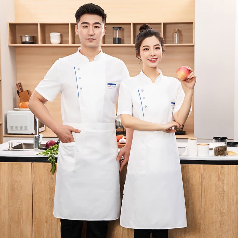 Summer Chef Uniform for Men Short Sleeve Workwear Breathable Restaurant Kitchen Hotel Attire for Women