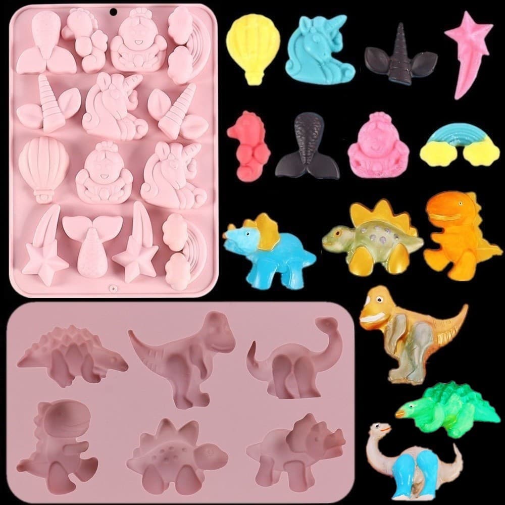 DIY Cartoon Dinosaur Unicorn Cake Chocolate Pudding Silicone Mold Animal Handmade Soap Mold Squishy Toy Mold