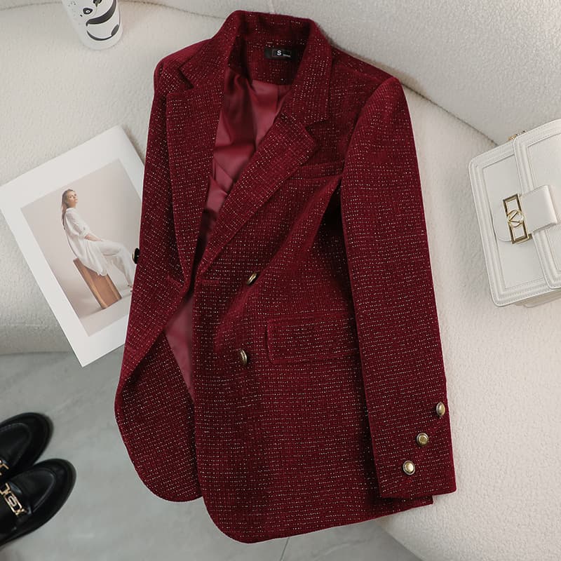Red Blazer for Women Fall/Winter 2024 New Arrival High-End Fashion Casual Suit Jacket Stylish Outerwear Top