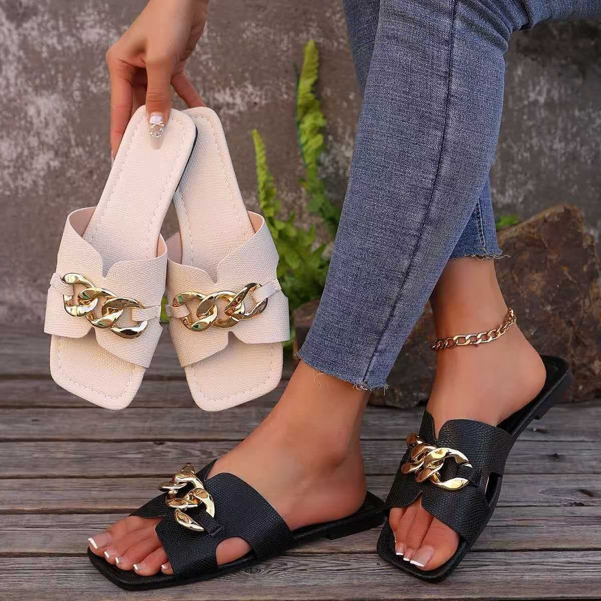 Fairy Slippers Women's 2025 New Summer Soft Sole Casual Versatile Black Outdoor Lazy Flat Sandals