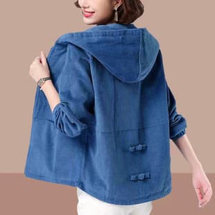 Corduroy Women's Short Jacket, Korean Style Loose 2023 Fall/Winter Plus Size Slim Fit Casual Sweatshirt
