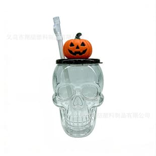 Factory Direct Halloween Skull Cup Plastic Cup Milk Tea Cup Drinking Cup Halloween Pumpkin Skull