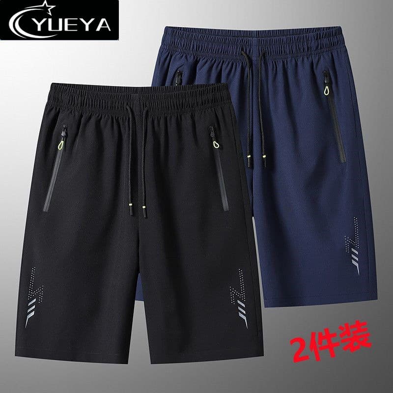Men's Shorts Summer Loose Draping Ice Silk Casual Sports Quick-Dry 5-Point Pants