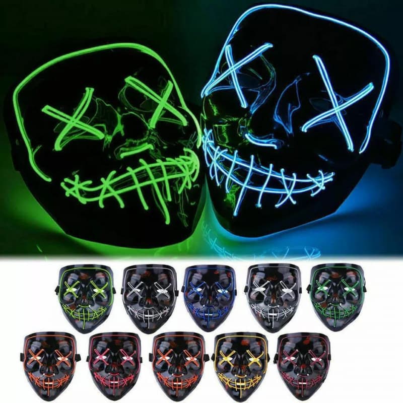 2026 New Cross-border Drop Shipping Halloween Glow LED Masks for Club Parties and Costumes