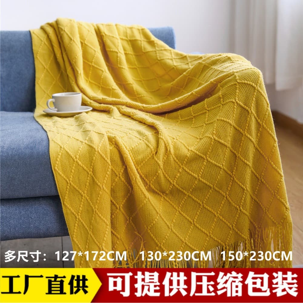 Knitted Throw Blanket Sofa Blanket Lightweight Fringe Blanket Office Air Conditioning Blanket Window Seat Blanket Summer Nap Blanket Small Blanket
