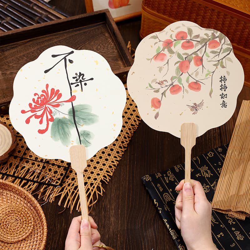Ancient Style Round Fan Chinese Fan Summer Dance Classical Hanfu Accessory Gift Tassel Bamboo Handle Handheld Fan