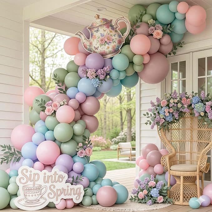 160 pieces of pink blue purple green balloons spring and summer bohemian style baby balloon tea party decoration
